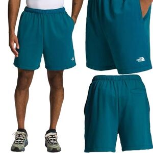 Mens The North Face Fleece Shorts TNF Logo Sweat Shorts RELAXED FIT BLUE CORAL